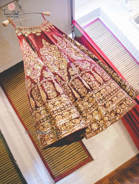 Photo of Wine color bridal lehenga