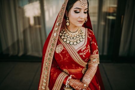 Bride in red lehenga