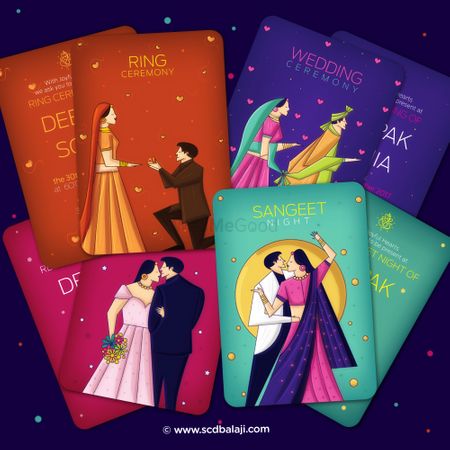 Unique wedding cards with caricature