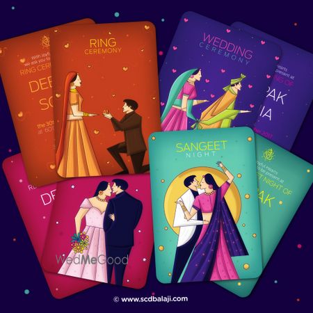 Photo of Unique wedding cards with caricature