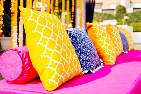 Yellow and blue cushions