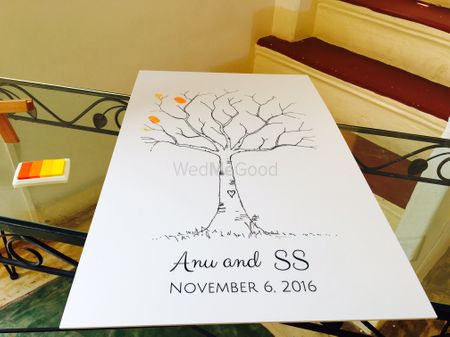 Unique idea for guests to leave imprint on paper tree