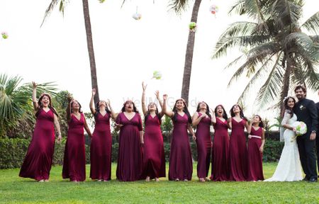 marsala colored bridesmaid gowns