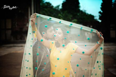 Photo of Pre wedding shoot with bollywood dupatta pose