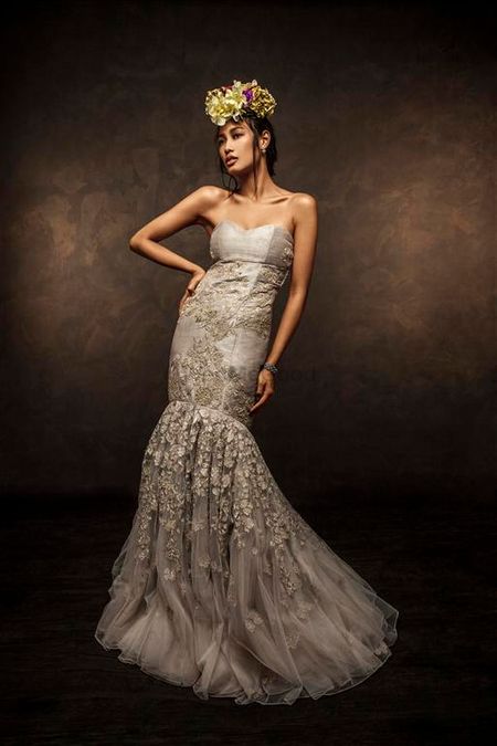 lavender champagne gown fishcut