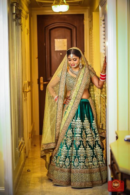 Bride in shades of green