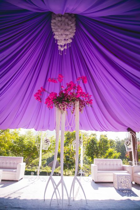 Photo of Purple and white theme tents decor