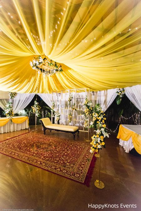 Photo of yellow and white theme decor