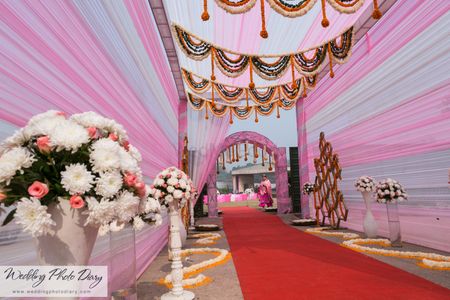pink and white entrance decor