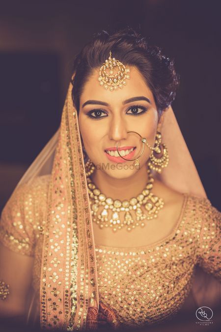 Indian bride in peach