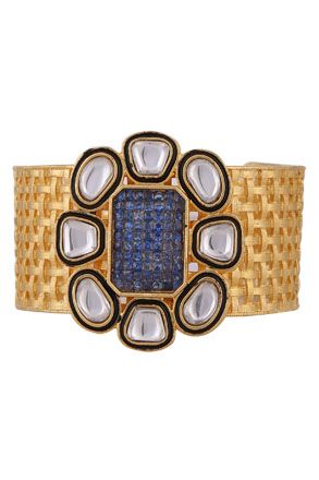 gold bracelet with blue lapz stone