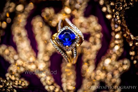 Blue diamond or sapphire engagement ring