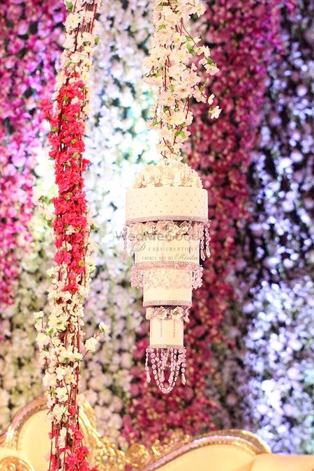 Inverted hanging wedding cake