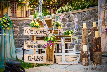 Floral and wood props Entrance decor