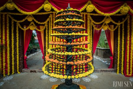 Genda flower South Indian Wedding Entrance Decor