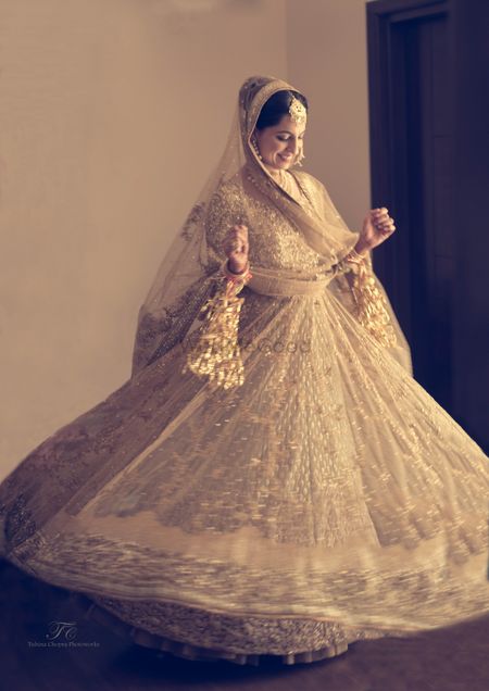 Photo of gold bridal portrait