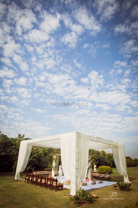 serene white mandap