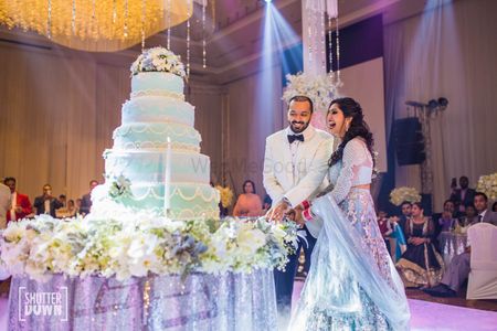Giant 5 tier pastel wedding cake 