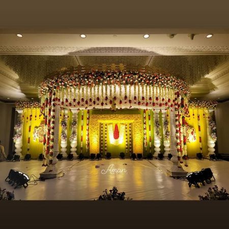 Source Traditional Tamil Wedding Mandap Decoration South Indian Wedding  Golden Kalyana Mandapam Golden Jali Pillars Wedding Mandap USA on  malibabacom