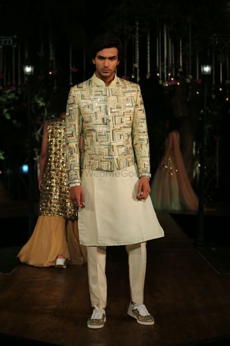 Ivory embellished jacket and kurta