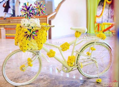 Floral bicycle prop for mehendi