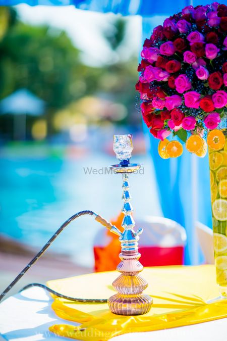 Floral table setting with hookah