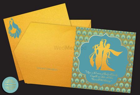 Photo of radha krishna motif invitations