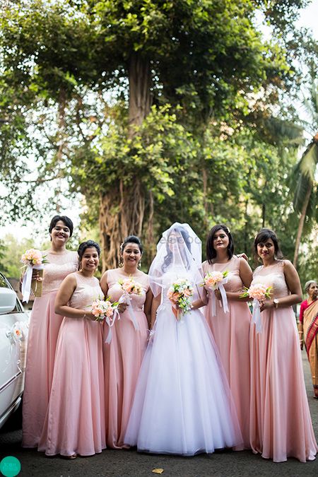 Christian bride with bridesmaids