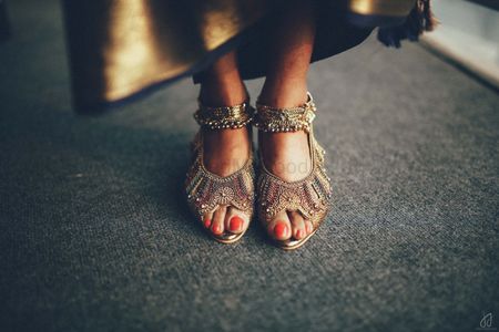 Photo of Unique silver bridal open toe shoes