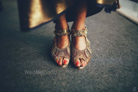 Photo of Unique silver bridal open toe shoes