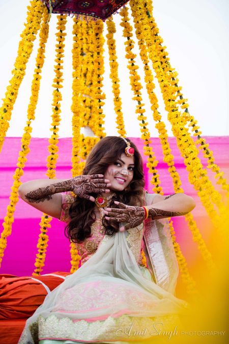 Bride to be on mehendi day