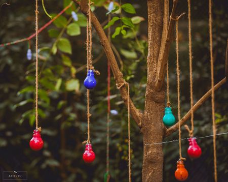 Hanging colourful bulbs DIY for mehendi