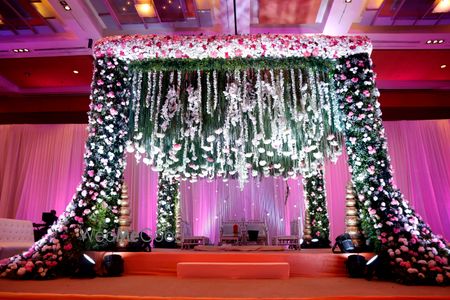 Photo of  Indoor Mandap decor with hanging floral stings