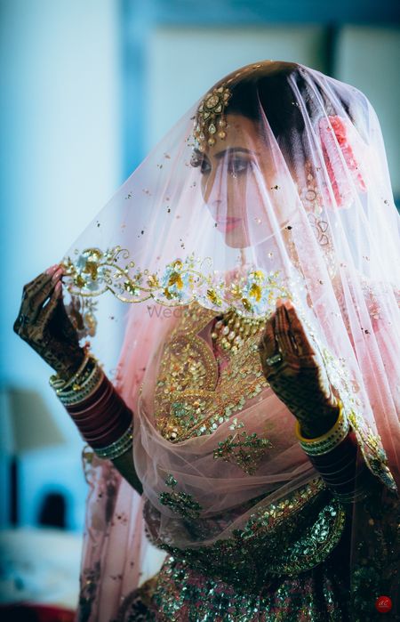 Beautiful bridal in veil shot