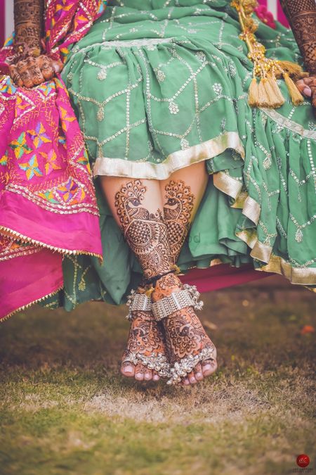 Unique bridal feet with mehendi and jewellery