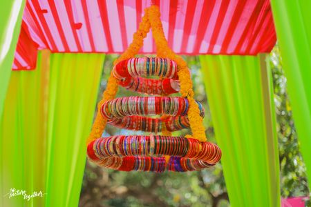 Bangle chandelier for mehendi decor