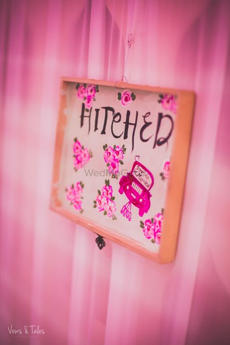 Pretty pink hitched message board in decor