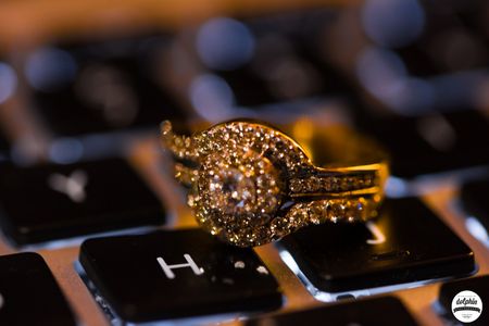 Engagement ring photography idea on a keyboard