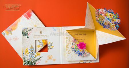 Bright and vibrant floral wedding card
