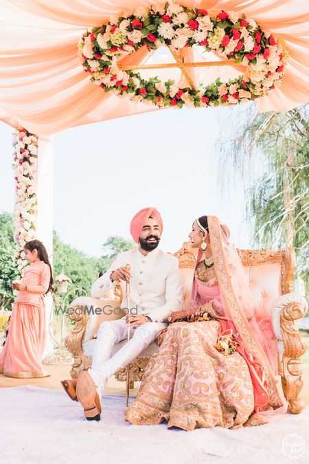 Mandap with floral chandelier