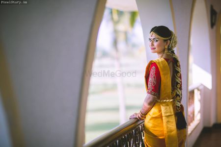 South indian bride looking back shot