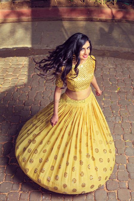 Yellow and gold outfit for mehendi