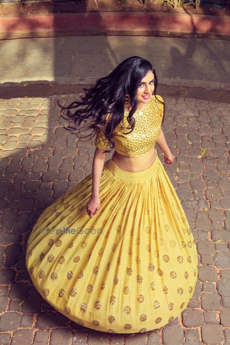 Yellow and gold outfit for mehendi