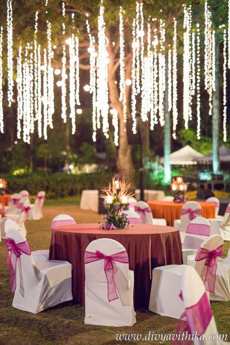 Engagement decor idea with hanging fairy lights