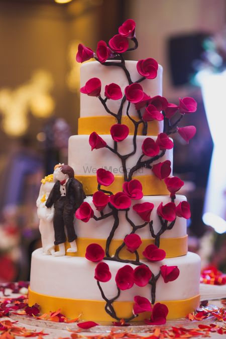 Unique 4 tier wedding cake with floral design