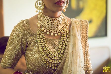 Bridal layered necklace with bib necklace and rani haar