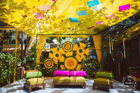 Photo of Bright and colorful mehendi decor