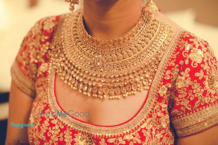 Gold bib bridal necklace