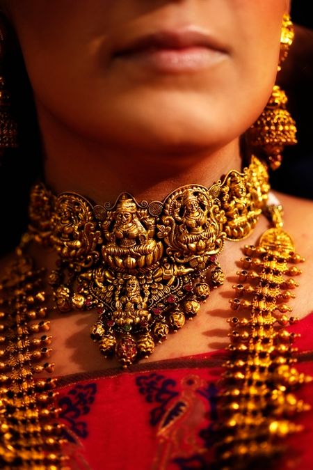 Gold temple jewelry for brides