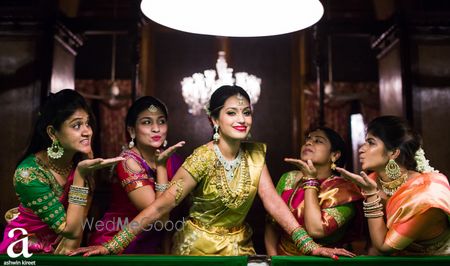 South indian bride with bridesmaids